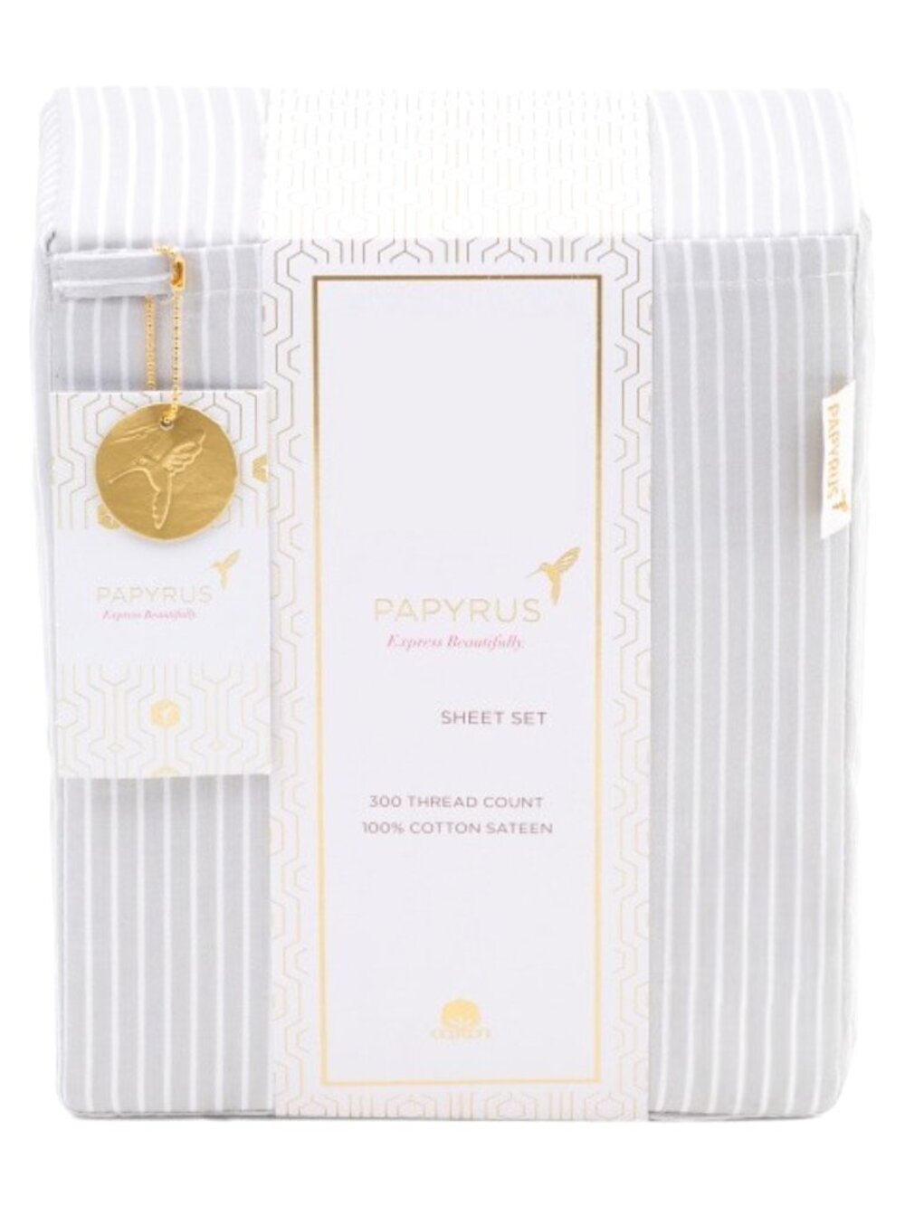 PAPYRUS 300tc Cotton Sateen Pinstriped Sheet Set